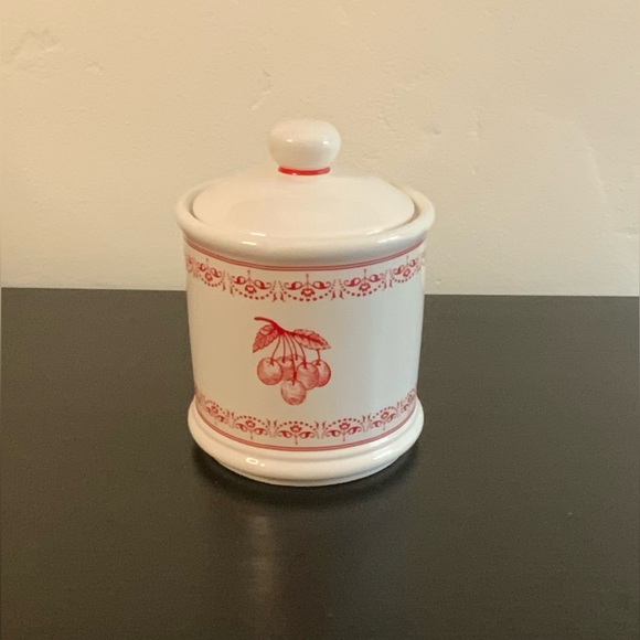 Vintage Cherry Pattern Ceramic Jar - Picture 2 of 5